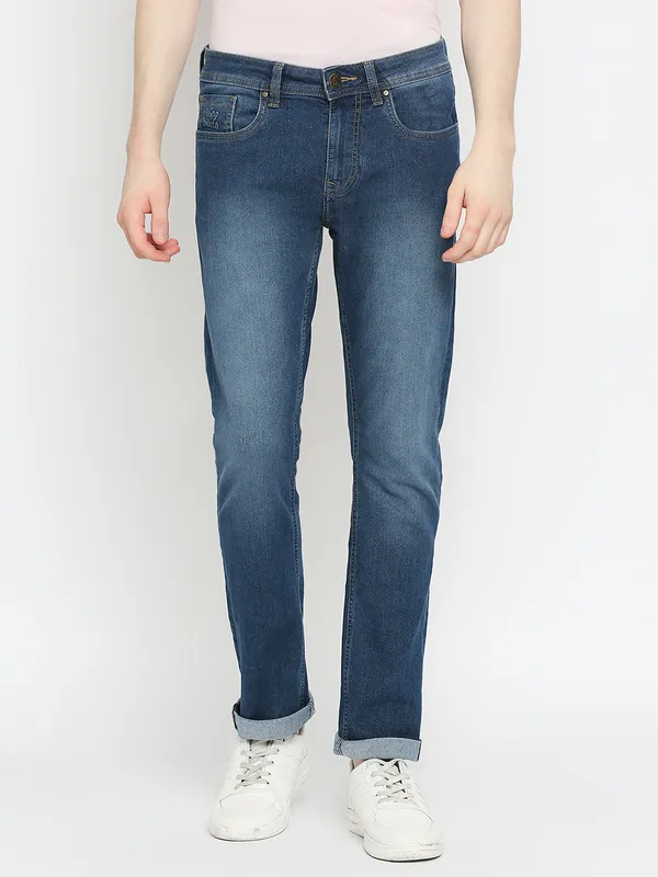 Blue Slim Fit Men's Chinos by Being Human Clothing main image 0